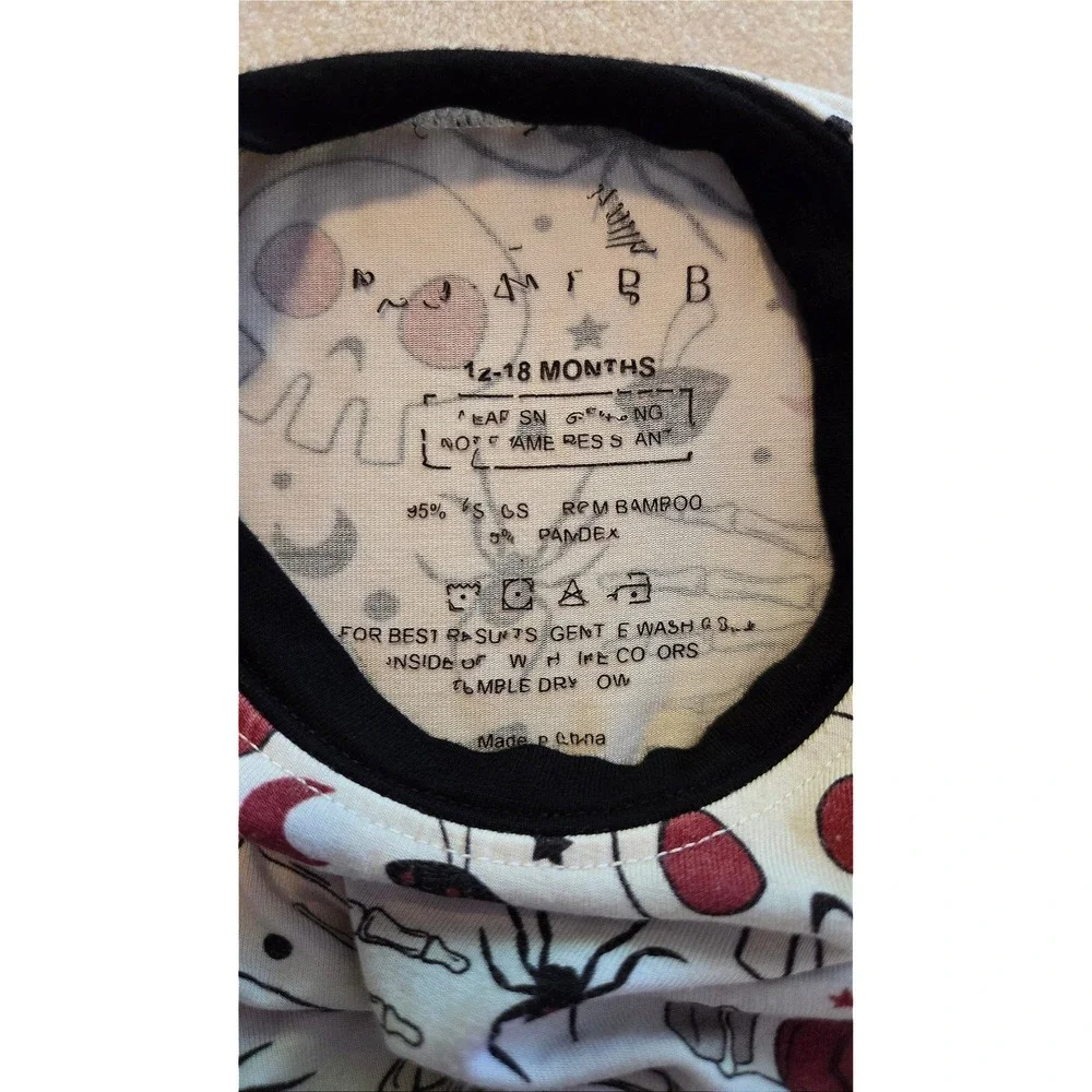 Bamboo Halloween Pajama Top Toddler 12–18M Skull Spider‎ Skeleton Print
